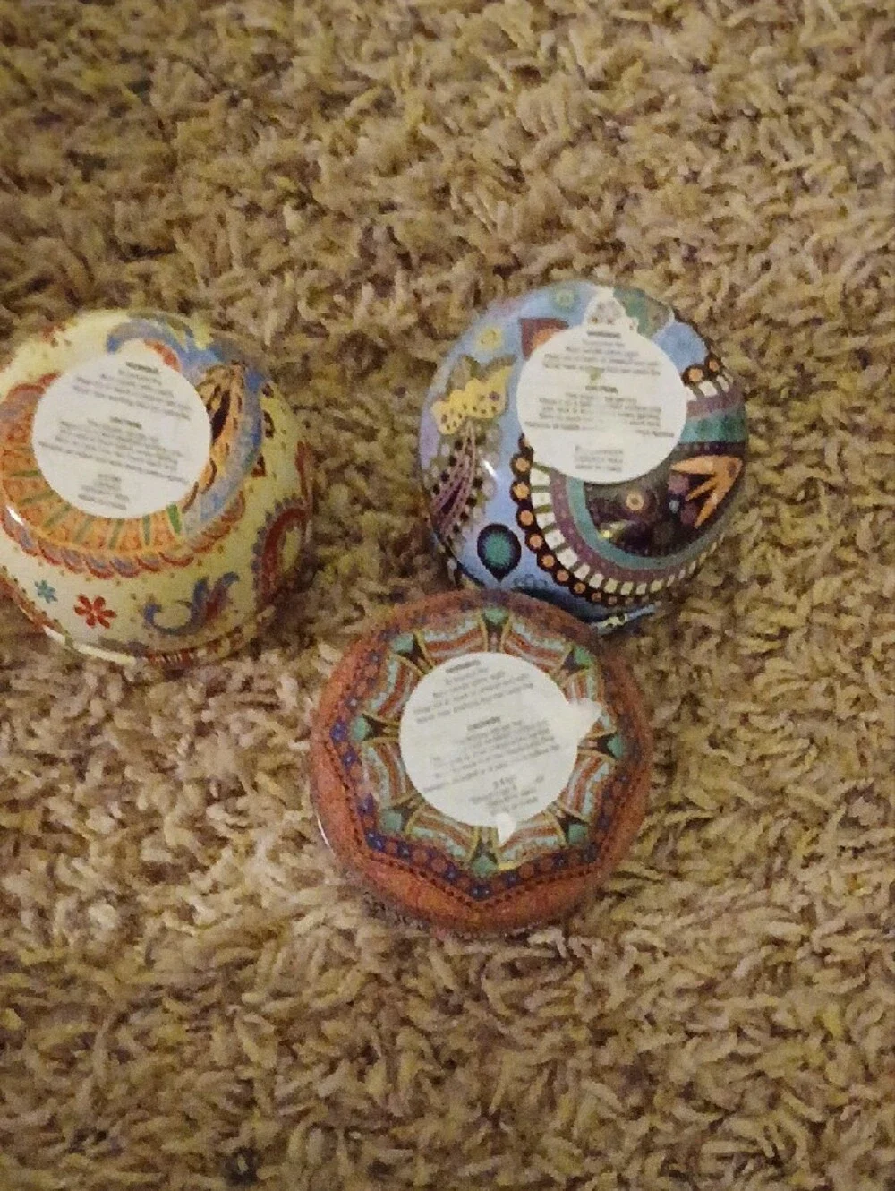 Boho Paisley Decorative Tin Set - Multicolor Candles 3pk